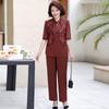Mom's Summer Chic Mid-Sleeve Two-Piece Set: Stylish Chinese-Inspired Top for Middle-Aged and Elderly Women