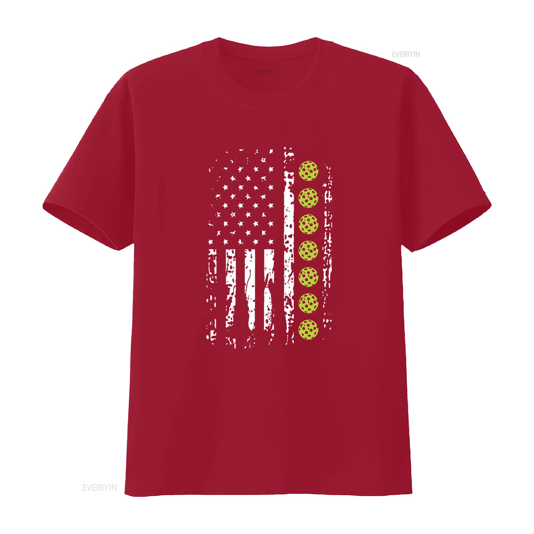 

Mens Pickleball T Shirt American Flag Player Round Neck Black vintage Washed Stylish streetwear Versatile Stretched S