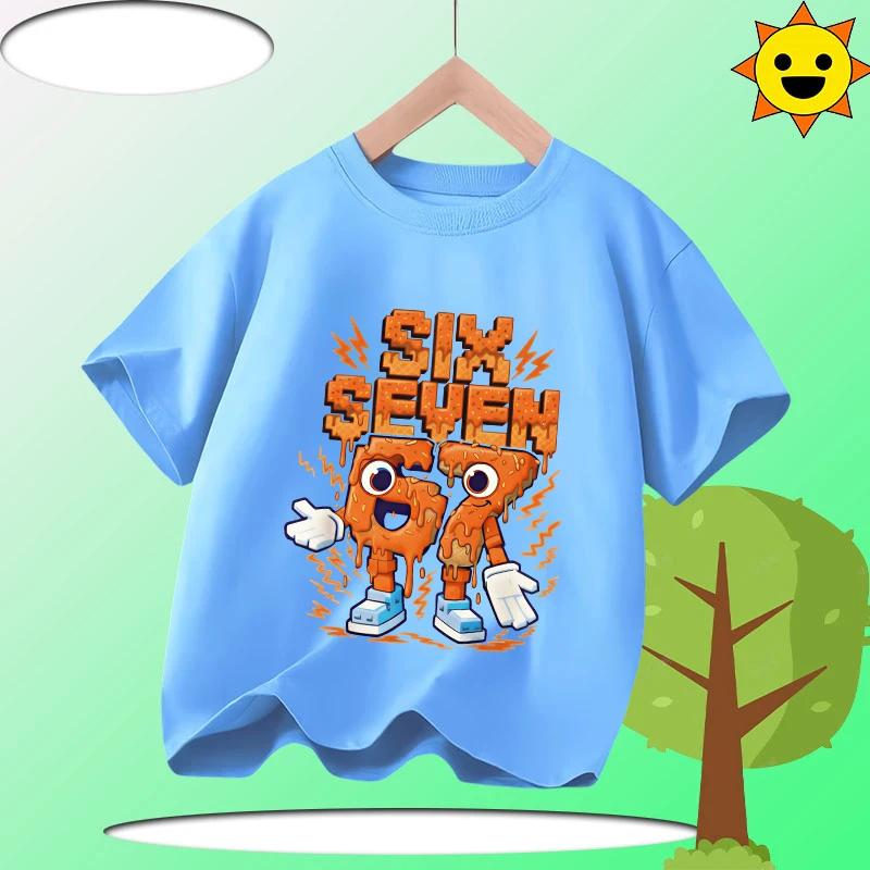 Funny Six Seven Italian Brainrot 67 Graphic Print T-Shirt Boy/Girl Summer Short Sleeved Kids Loose Comfortable Tshirt Tee Top