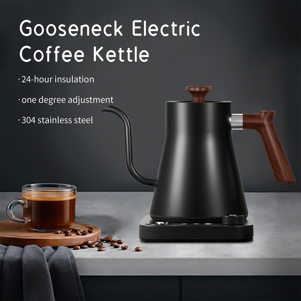 Electric Gooseneck Kettle 1200W Powerful and Fast Water Boiler Stainless Steel Inner NTC Temperature Control LCD Display Auto