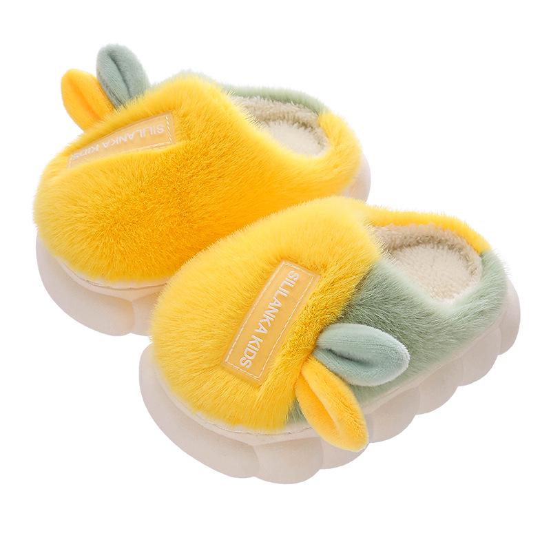 Children's Cartoon Cotton Slippers - Cute, Fashionable, Fur-Lined for Boys & Girls, Parent-Child Style, Thick-Soled for Autumn & Winter