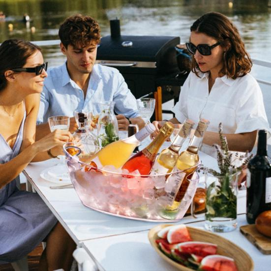 Ice Bucket 5L Large Capacity Boat Shape Ice Container with Ice Shovel Ice Pail for Party Wine Beer