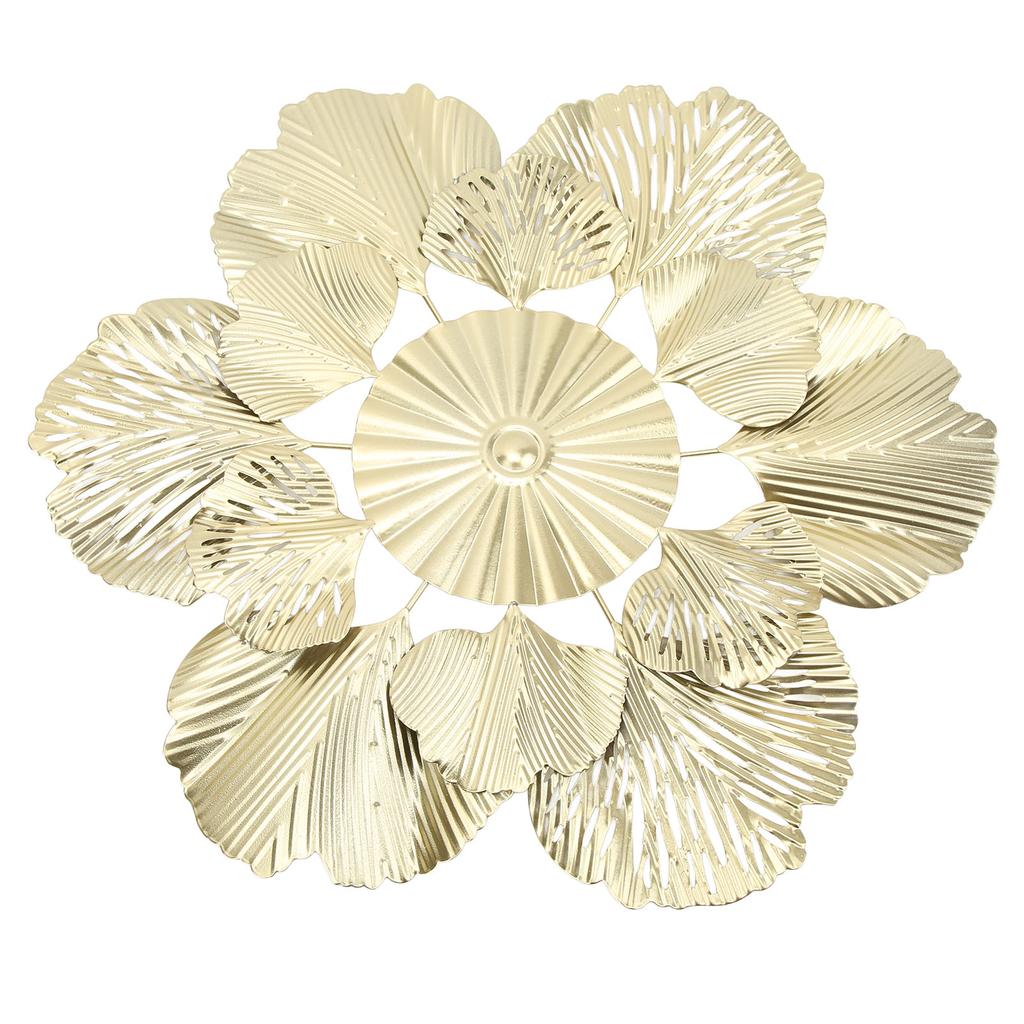 Nordic Luxury Wall Decoration Apricot Leaf Flower Mirror Wall Pendant Iron Art Porch Decoration