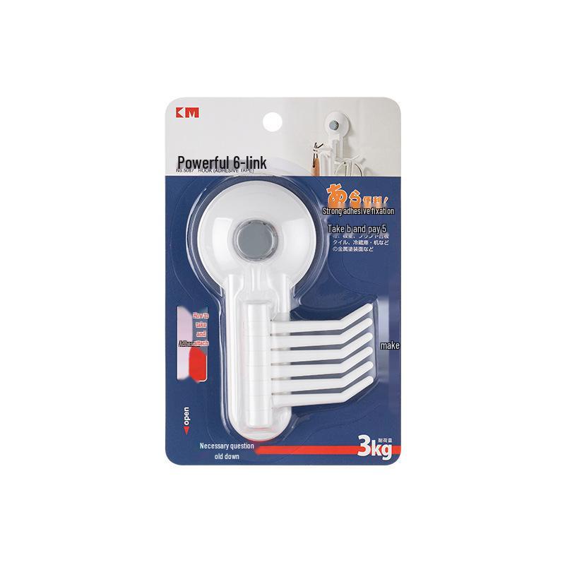 Button-Type No-Trace Adhesive Bathroom Wall Hook, Punch-Free, Strong Hold, 1pc