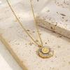 MamacitaSlay 316L Stainless Steel Marble Round Sun Necklace 18K Gold Plated Waterproof Jewelry Women's Minimalist Retro Necklace