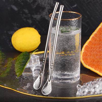 2 Pcs Stainless Steel Straw Filter Spoon Reusable Tea Strainer Spoon
