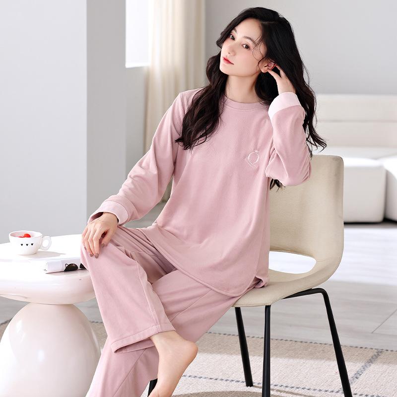 Pajamas Women'S Autumn And Winter Island Velvet Thin Velvet Casual Wear Homewear Winter Women'S Coral Velvet Warm Suit
