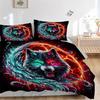 3pcs Galactic Wolf Print Bedding Set (1 Cover + 2 Pillowcases, Without Inserts), This Printed Bedding Set is Soft and Comfortable, Suitable for U