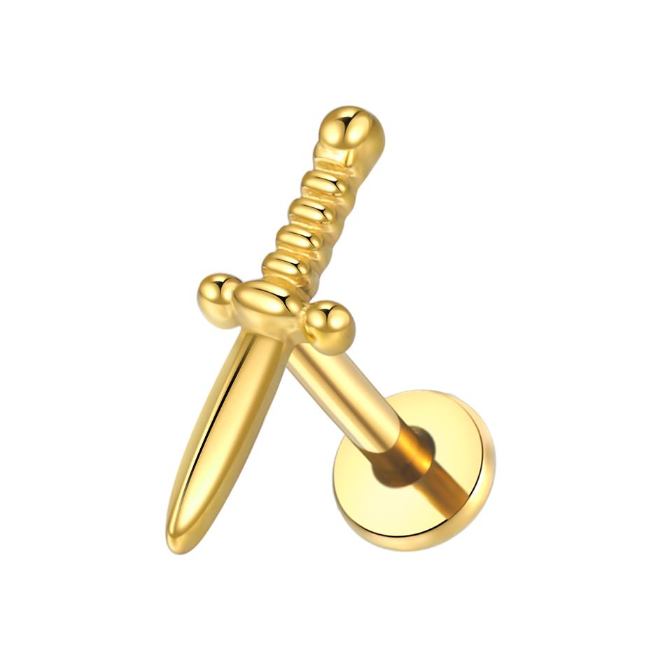 1PC Titanium Zircon Labret Piercings Lip Rings Gold Color CZ Cartilage Helix Lobe Conch Earring Stud Piercings Women Jewelry 16G