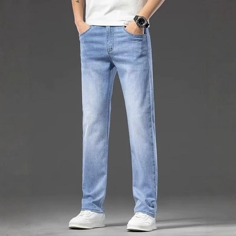 Blue Jeans Men's New Spring, Summer and Autumn Slim-fit Straight Elastic Outer Wear Business Versatile Long Pants