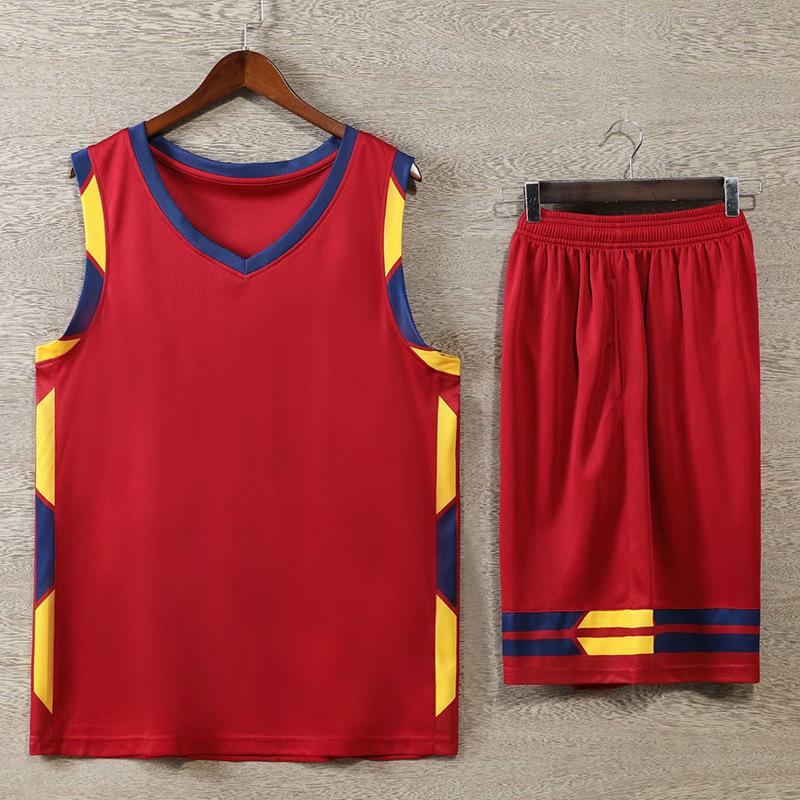 Basketball Suit Men S Summer College Sports Training Suit Children S Game Jersey Printed Basketball Suit 4XL красный