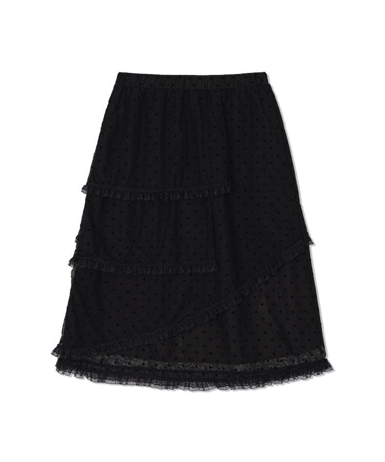 Guwolsibil Four-Tiered Lace Skirt Black