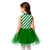 Kids Girls Christmas Costume Tulle Tutu Dress Candy Stripe Sleeveless Metallic Collar for Stage Performance Theme Party Holiday