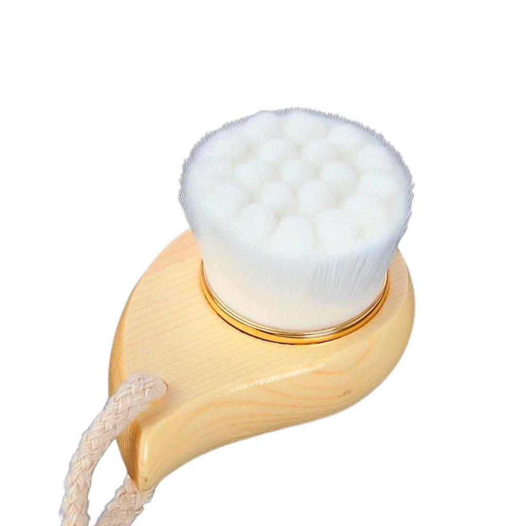 Soft Bristle Face Wash Brush with Wooden Handle – Manual Facial Cleanser & Makeup Remover
