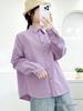 Women's Candy Color Long Sleeve Cotton Shirt - Minimalist, Versatile, and Slimming Design