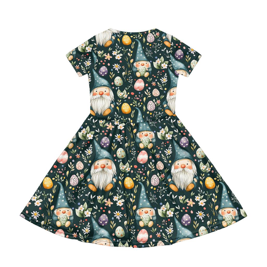 Girl Summer Dress Color & Print Short Sleeve Dress With Pocket Casual Dress Shorts Sleeve Party Dress Easter Day
