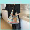 Summer Stylish Colorful Woven Tote Bag For Women With Chic Casual Design And Magnetic Closure