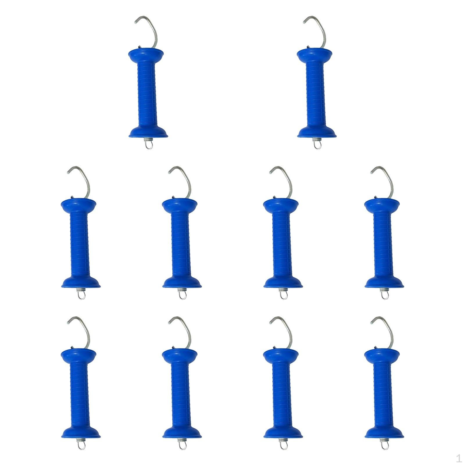 

10 Count Electric Fence Gate Handle Set with Insulators and Spring for Livestock Care синій