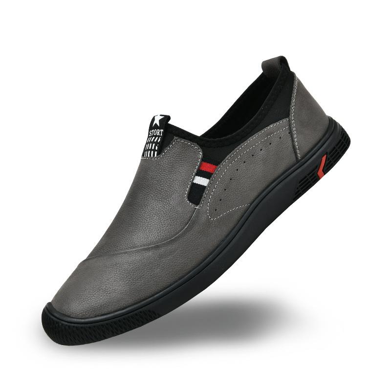 

Полированные матовые молодежные кожаные туфли мужские весенние дышащие туфли для ног на мягкой подошве для свиданий повседневные туфли для мужчин среднего возраста 46 серый