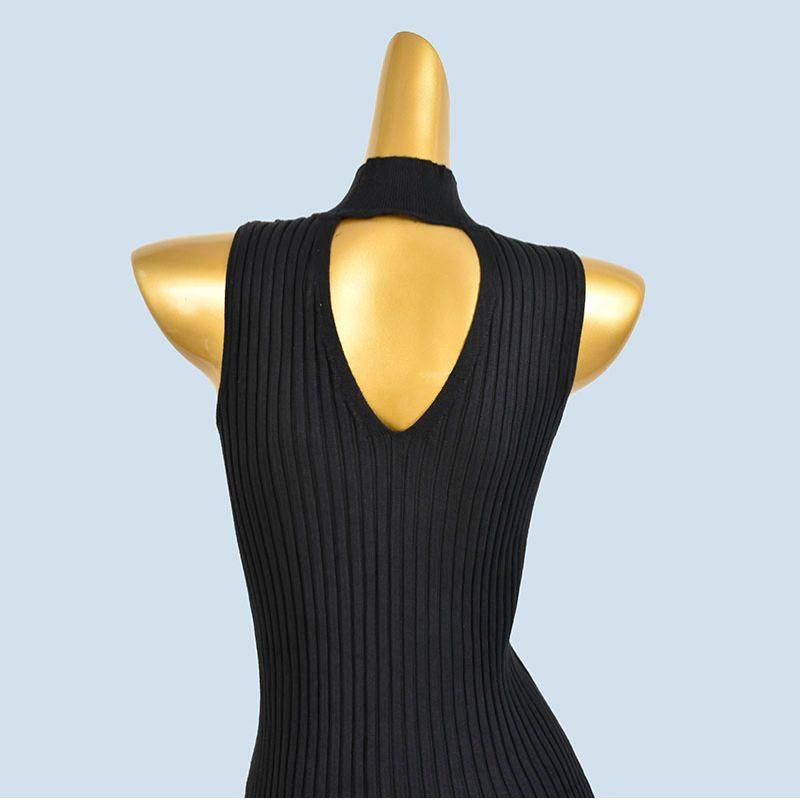 Foreign Trade Order Half-high Collar Backless Slimming High Elastic Dress Four Seasons Inner Wear Thread Sleeveless Knitted Hip Skirt