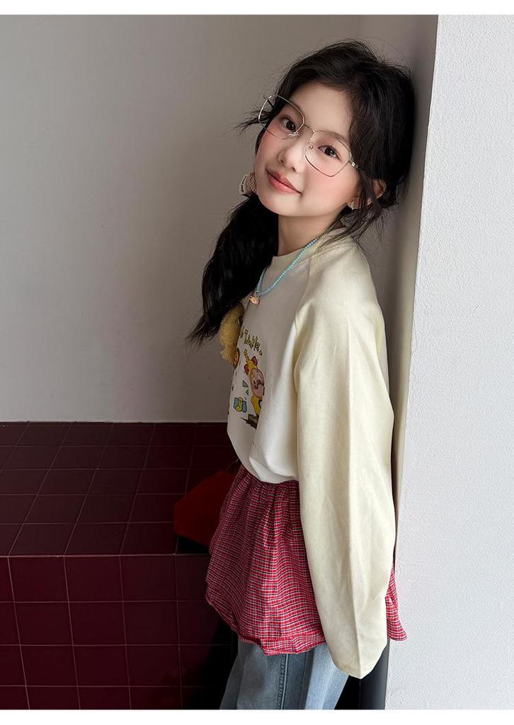 Girls' Cute Cartoon Long-Sleeve T-Shirt - Kids' Stylish Spring Hoodie Base Layer 2026