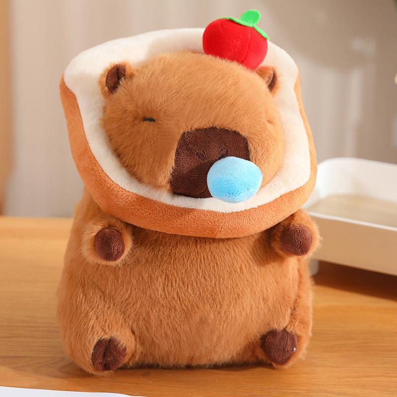 Capybara Plush Huggable Toy With Unique Food Designs And Soft Short Plush Fabric
