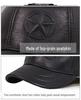 Men's Genuine Sheepskin Leather Baseball Cap - Casual Duckbill Short-Brim Hat for Middle-Aged and Elderly, Spring & Autumn Fashion