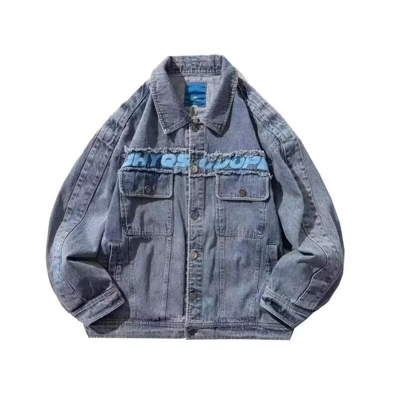 Unisex Retro Denim Motorcycle Jacket: Autumn/Winter Casual Trend, Loose Fit with Lapel