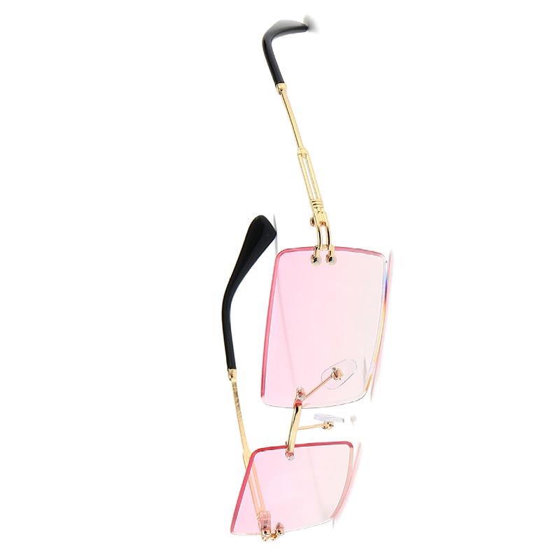 Rimless Rectangular Sunglasses Stylish Beautiful Comfortable UV Protection Rimless Sunglasses for Women