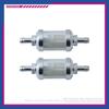 OCESTORE 2pcs Universal 9747 Inline Fuel Filter With Chrome Hose Barb With Clear View Glass 5/16 inch (Silver)