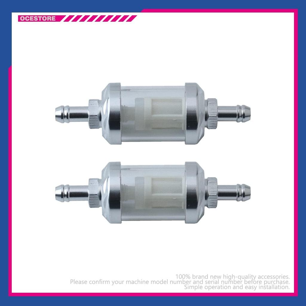 OCESTORE 2pcs Universal 9747 Inline Fuel Filter With Chrome Hose Barb With Clear View Glass 5/16 inch (Silver)