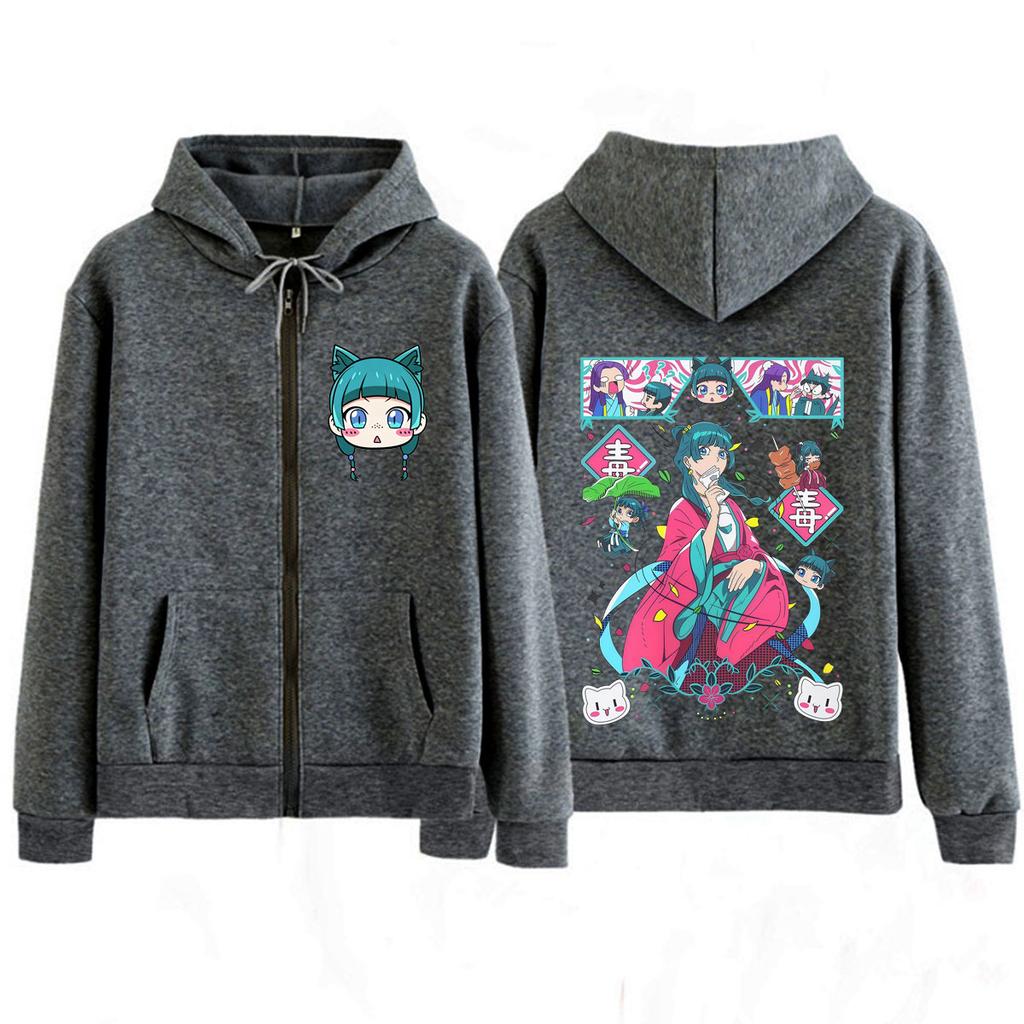 Anime The Apothecary Diaries Print Hoodie Men Women Hip-hop Punk Sweatshirts Winter Fleece Loose Casual Oversized Zipper Jacket