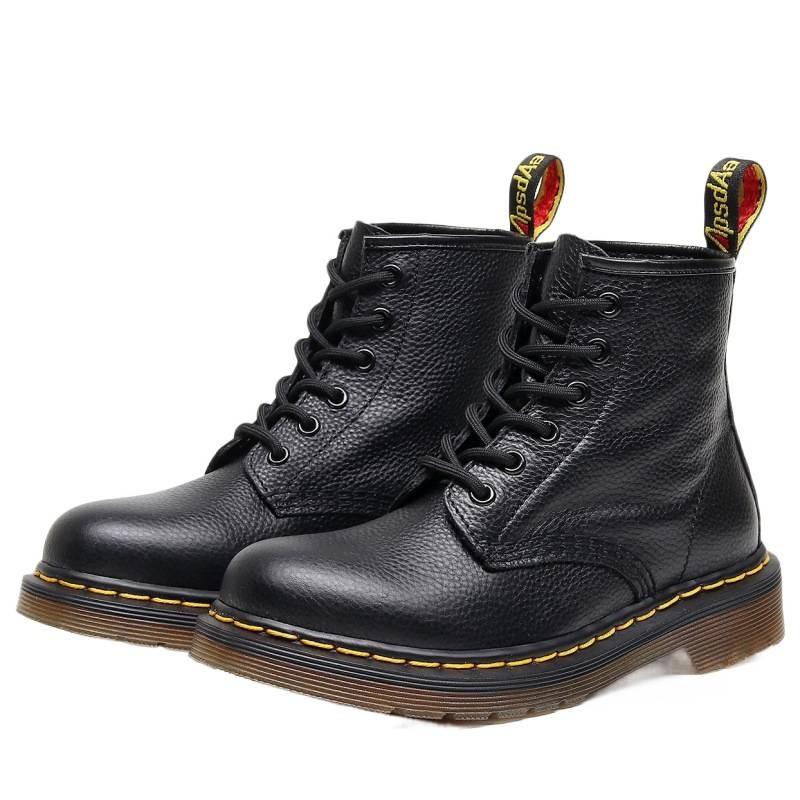 Lychee Pattern Tooling Boots Women's Head Layer Soft Cowhide Couple Short Boots Genuine Leather Locomotive