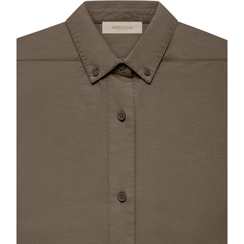 Fear of God Essentials FW22 Long Sleeve Oxford Shirt Women Tops Wood-Brown FOG-FW22-611