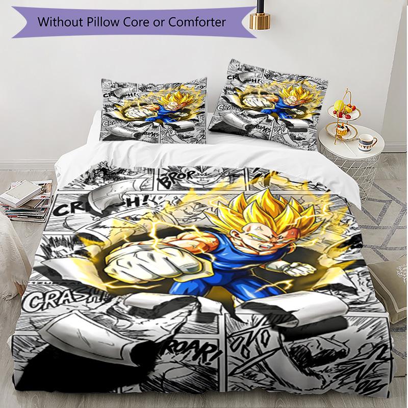 3pcs Duvet Cover Set (1*Duvet Cover + 2*Pillowcase, Without Core), DRAGON BALL Print Soft All‑Season Bedding Set, Home Bedroom Decor Gift