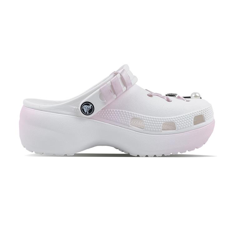 Crocs Classic Platform Clog EVA Pin Trendy Shoes Gradient Crafted Classic Cloud Dok Girly Cute Hole Shoes Women's White