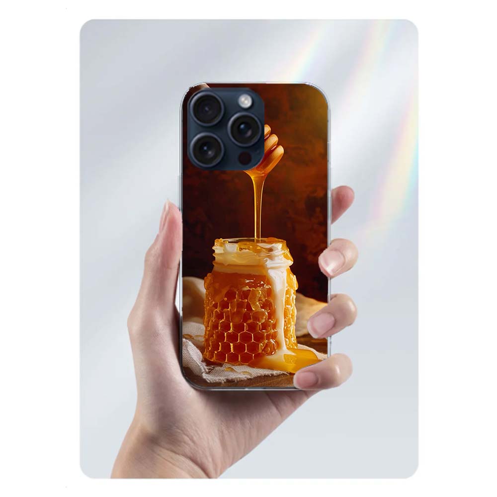 Golden Honey Dripping From Honeycomb Clear Phone Case For Iphone 17 Air 16 Pro Max 15 Pro 14 Plus 17E 16E 11 13 12 Mini Cover Ca