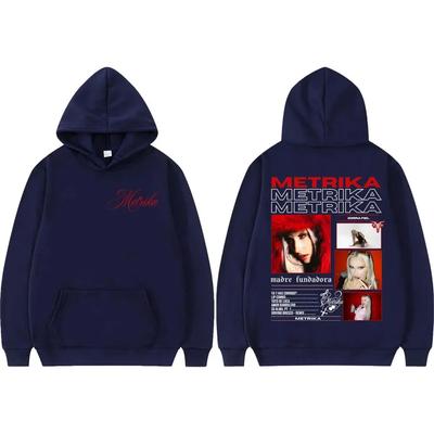 Rapper Metrika Graphic Print Hoodie Fashion Y2k Men's Women Hip-hop Retro Cotton Warm Sweatshirt Loose Oversized Coat