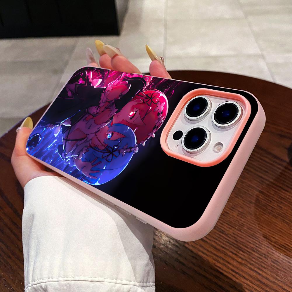 ReZero Rem Ram Jelly Double layer Pink Mobile Phone Case for iPhone 17 16 15 14 13 12 11 Air Pro Max Plus Protective