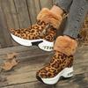 Autumn and winter new thick-soled snow boots large size fashionable warm cotton shoes medium tube solid color wedge heel air cushion short boots