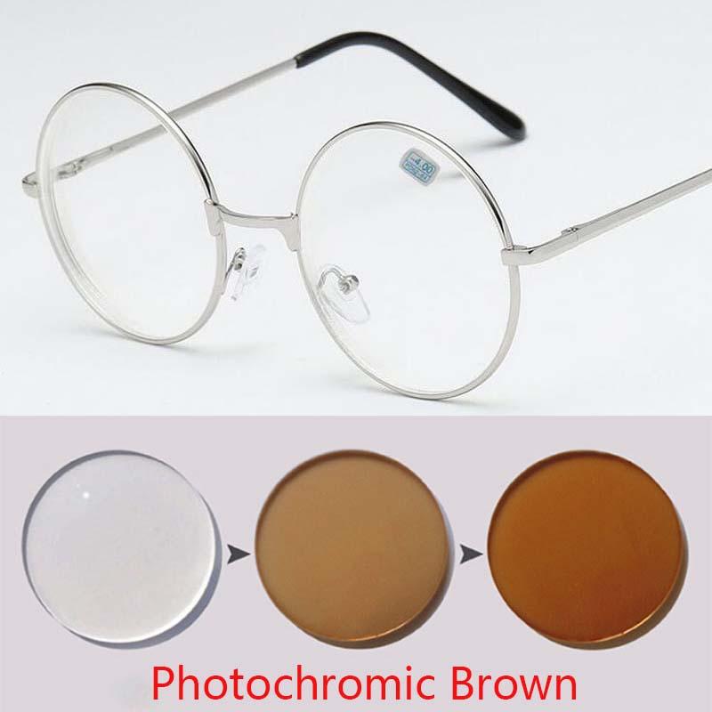 Round Glasses Woman Men Glasses Retro Myopia Optical Metal Frames Clear Lens Black Silver Gold Eyeglasses -1.0 -1.5 -2.0 To -4.0