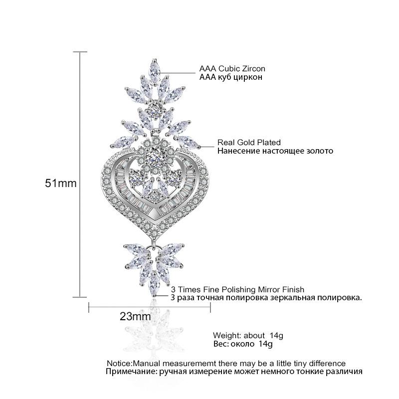 Luxury Big Clear Zircon Long Dangle Earrings Exquisite Shiny CZ Bridal Earring for Women Wedding Zircon