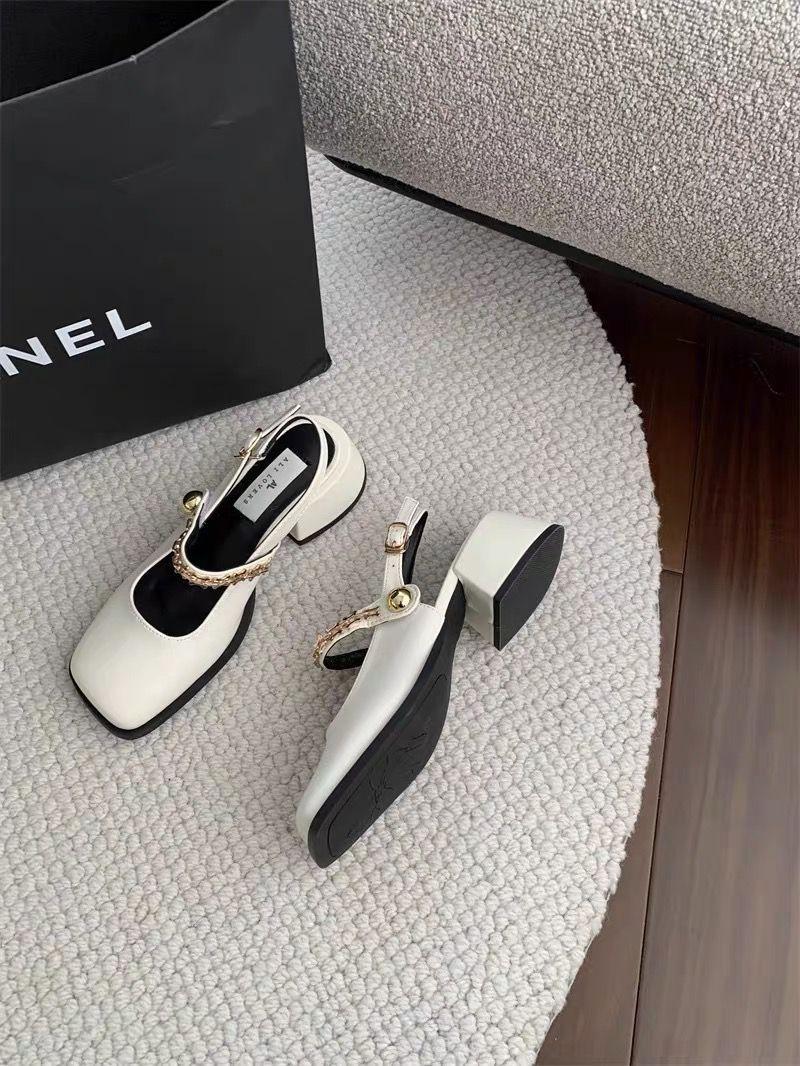 

Skirt evening shoes Mary Jane single shoes with new 2025 small leather shoes thick heel bag head sandals high heels women s spring and summer 40