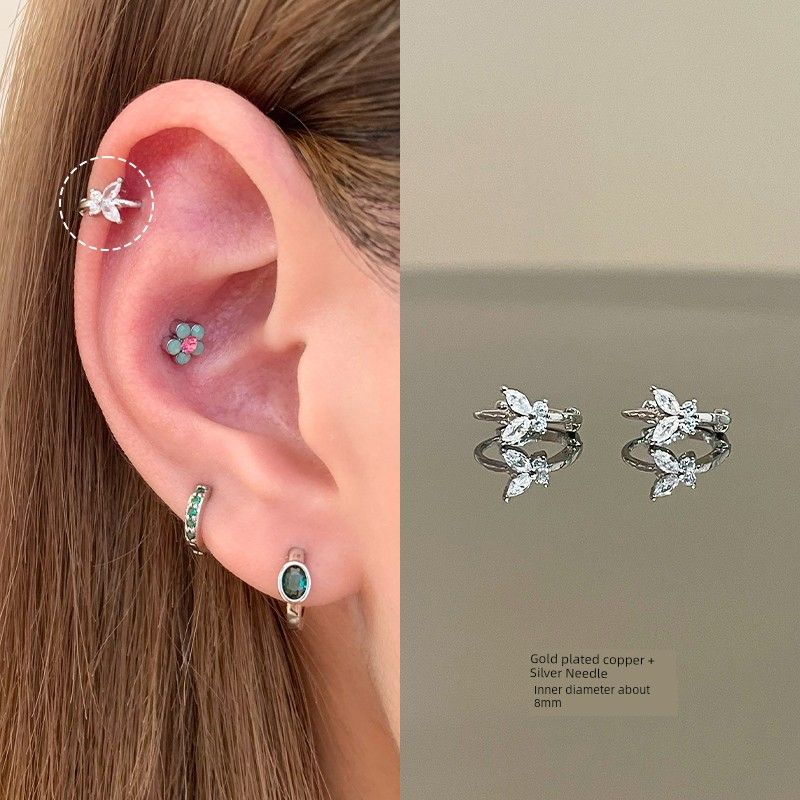 Unique Ear Bone Stud Medical Titanium Steel Ear Studs Ear-Caring Titanium Alloy Earrings Female Small Earrings Ear Bone Ring Circle Ear Ear Bone Pin