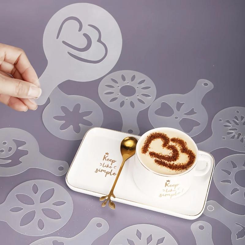 Latte Art Template Coffee Decorating Tool, Reusable Stencils for Barista, Beginner Homemade Coffee Decoration Tool