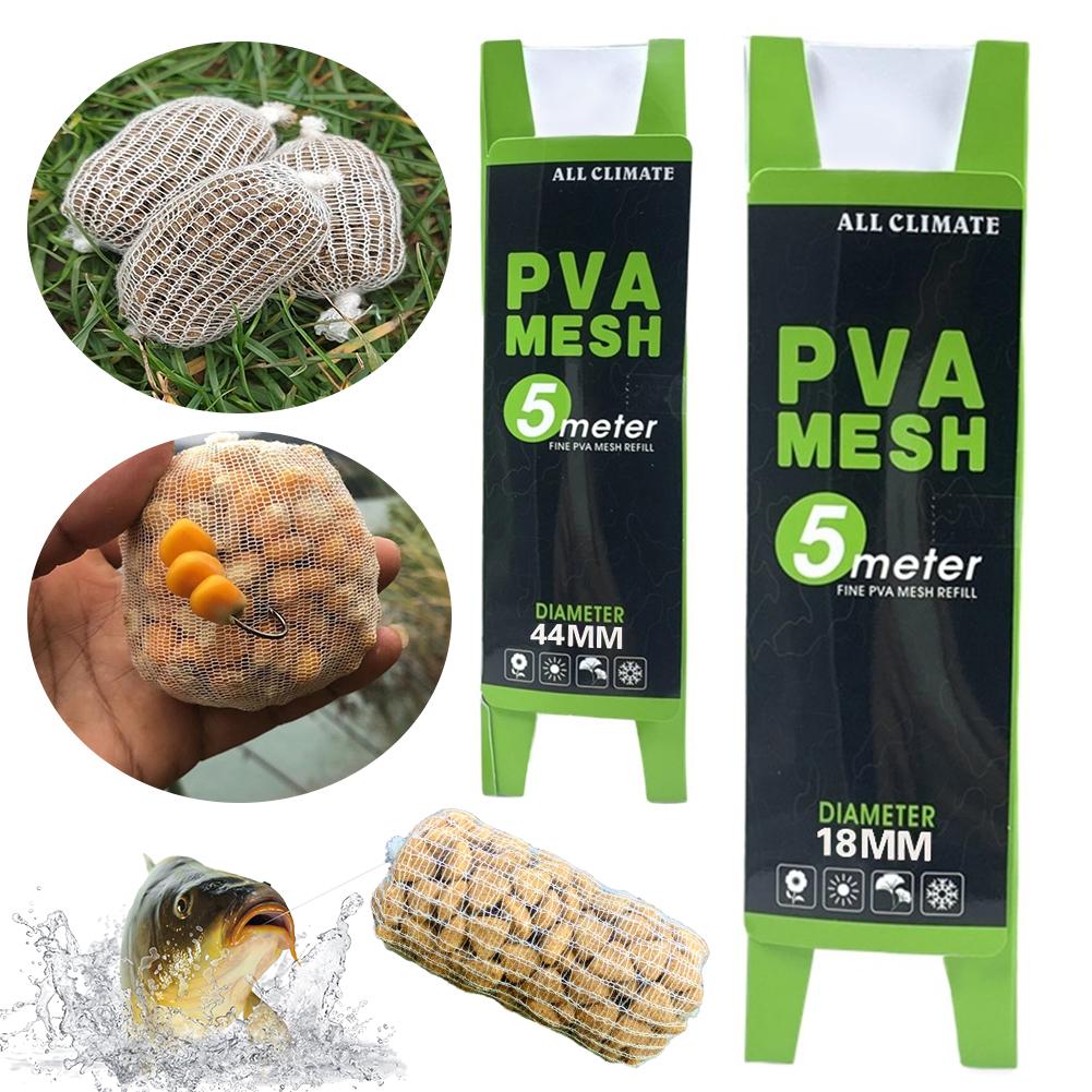 PVA Carp Fishing Mesh Water Soluble 18/25/44mmx5M Fishing Bait Bag Fishing Feeder Universal Fishing Nest Fishing Tackle Accessor