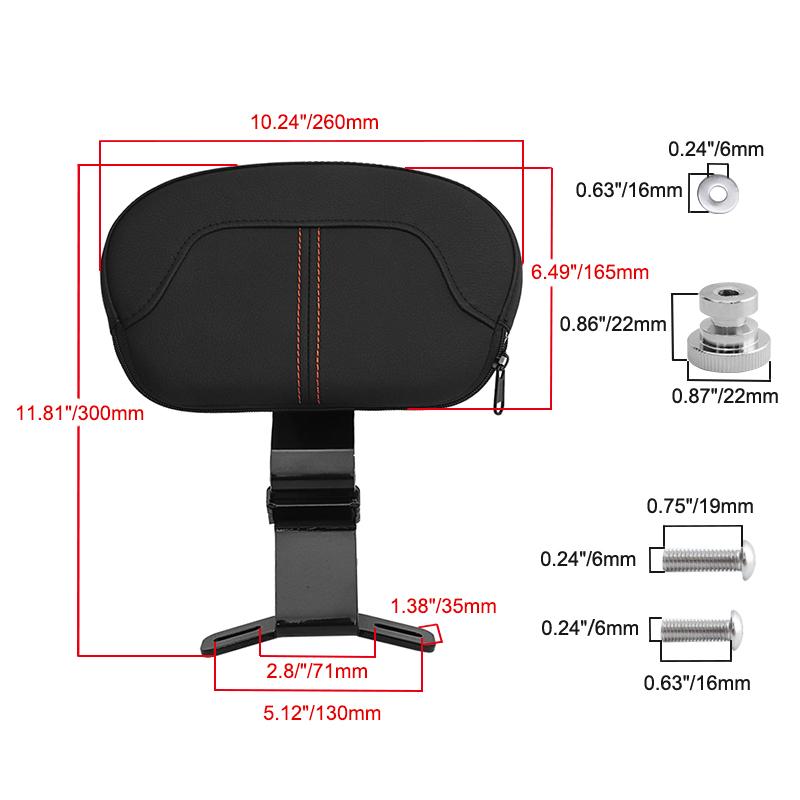 Motorcycle Front Driver Rider Backrest PU Leather Cushion Pad For Harley Touring CVO Electra Road Street Glide Road King 09-22