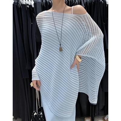Unregelmäßiger Sonnenschutz Lange Bluse Damen Sommer Locker Oberbekleidung Cover Up Lässig Einfach Sexy Durchsichtig Strickwaren Oberteil Schal Kleidung