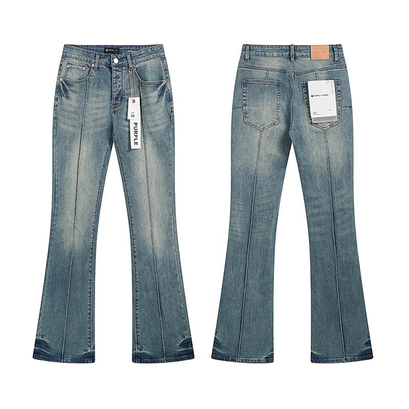 Purple Brand Ink Printing Meichao High Street Retro Ripped Casual Trend Denim Horn Pants Small Feet