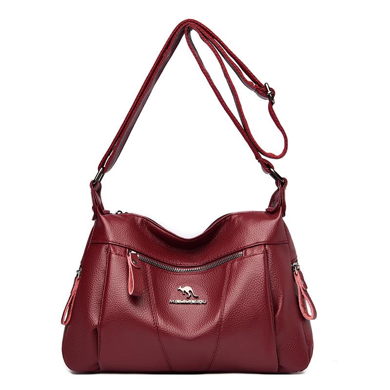 

Модная сумка через плечо и кроссбоди из натуральной кожи 2025 для женщин – Универсальная, вместительная, идеально подходит для мам среднего возраста вино красного